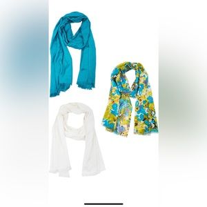 Saachi Scarves Set- set of 3 turquoise, white and  floral